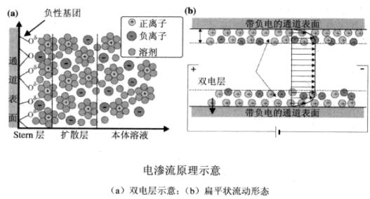 微流控芯片电渗流原理示意图