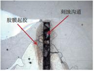 图8? 刻蚀导致胶膜脱落失效