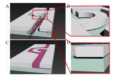 图1 芯片内部微通道流体流向三维示意图