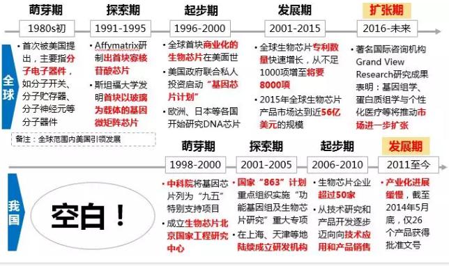 图3.全球及我国生物芯片发展历程 图3.全球及我国生物芯片发展历程