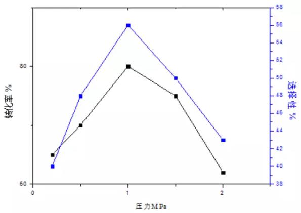 图4&nbsp;压力对反应过程的影响