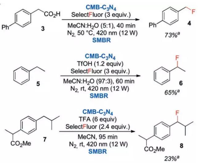 连续多相光催化体系用于其他底物的氟化反应