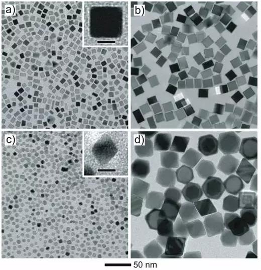 图4 通过微滴反应器得到的不同尺寸的Pd纳米晶 图4 通过微滴反应器得到的不同尺寸的Pd纳米晶
