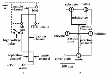 集成有十字型柱前反应器的电泳芯片