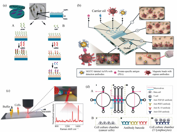在硅片上修饰银纳米粒子作为基底集成在微流芯片上