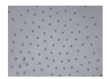 相隔30秒的图像序列，证明从聚合物液滴中除去溶剂导致聚合物珠粒的形成