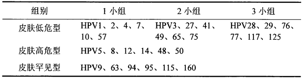 表130种HPV型别具体分组