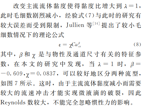 图6临界毛细数与微液滴相对轴向长度$*的关系