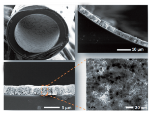 图4多孔SiO2层包覆的320μm内径毛细管截面