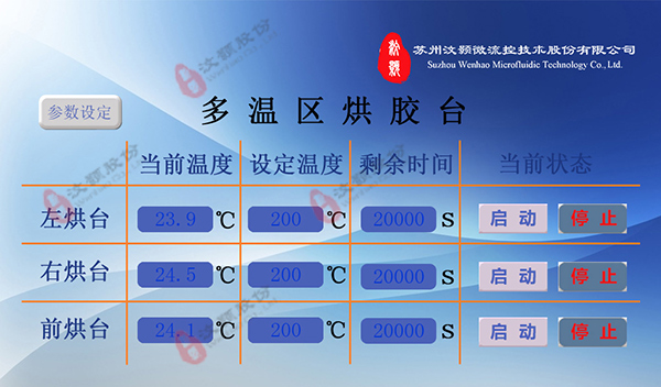 多温区烘胶台/热板系统设置示意图