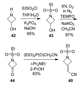图13 b  巴瑞克替尼片段的合成路线（Lilly）