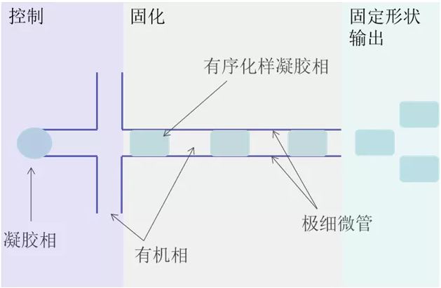 微流控技术合成凝胶原理简图
