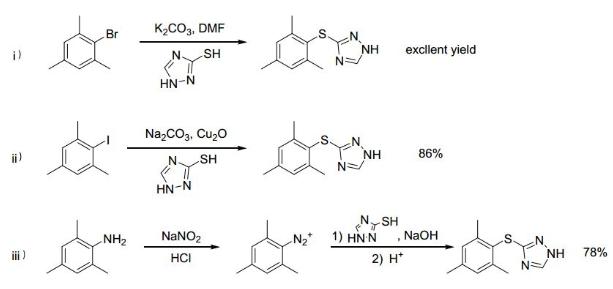 图1. 唑草胺关键中间体的传统合成方法
